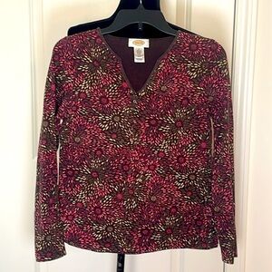 Talbots Floral Long Sleeve Pullover Casual Shirt Size S